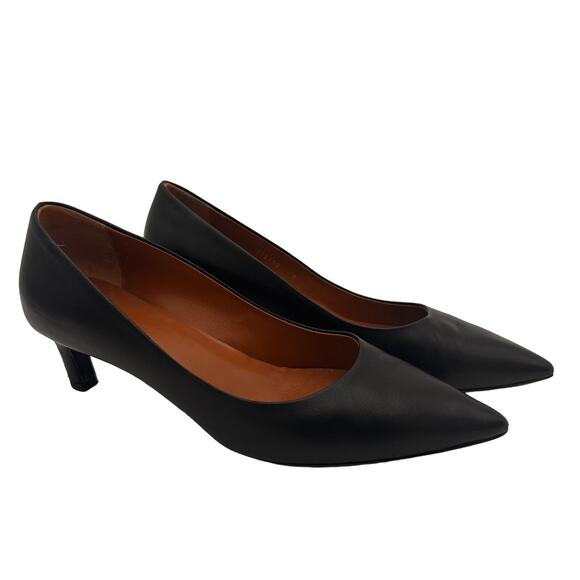 Aquatalia Black Leather Pointed Toe Marion Kitten Heel Pumps Size 8 - Picture 1 of 9